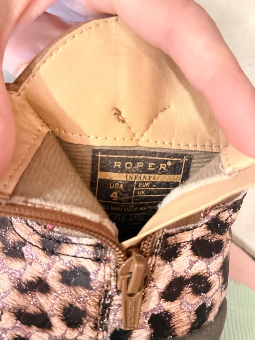 Roper Kids Leopard Print Ankle Boots in Pink and Brown